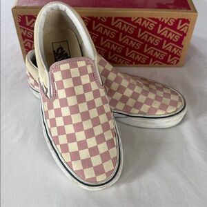 Vans Skater Shoes, Pink Checkerboard Slip-On,  Women’s Size 9